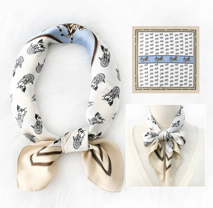 White, Off White, & Baby Blue Equestrian Scarf