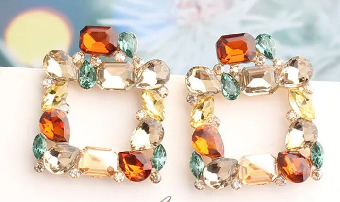 Sparkly Stone Square Earrings (FW)
