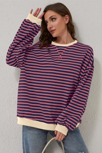 *WEBSITE EXCLUSIVE* Stripe Contrast Edge Oversized Pullover