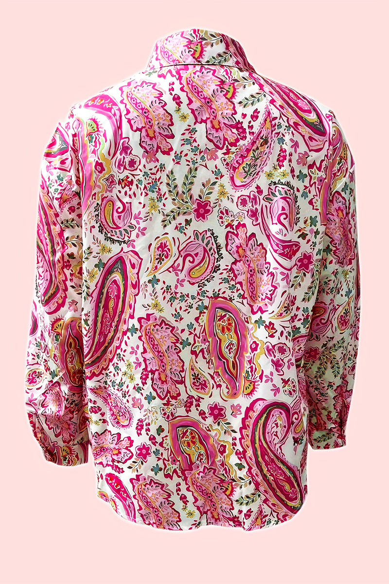 *WEBSITE EXCLUSIVE* Pink Floral Paisley Print Boho Shirt