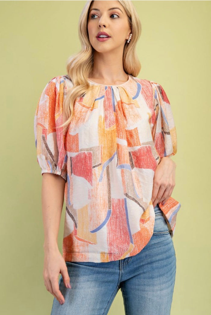 Coral Patterned Blouse