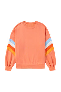 *WEBSITE EXCLUSIVE*  Patchwork Drop Sleeve Loose Sweatshirt