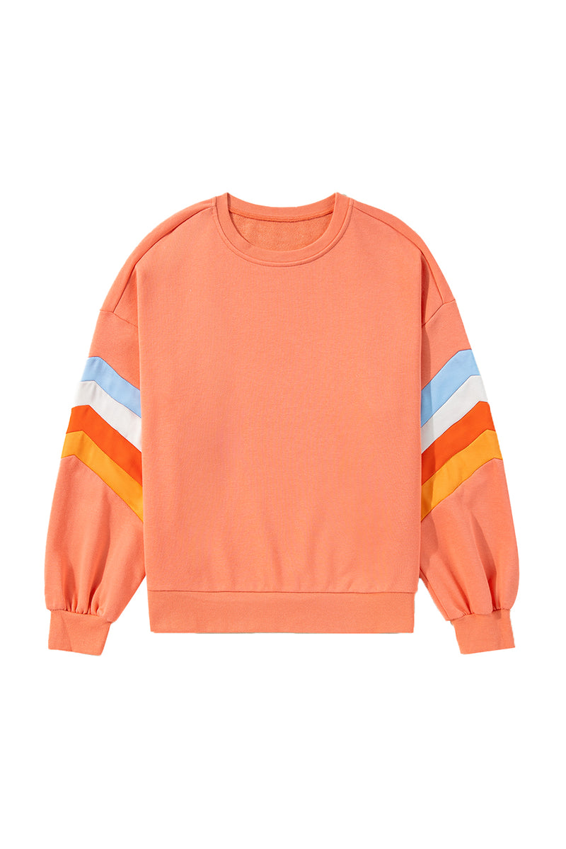 *WEBSITE EXCLUSIVE*  Patchwork Drop Sleeve Loose Sweatshirt