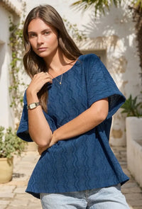 Navy Textured Top