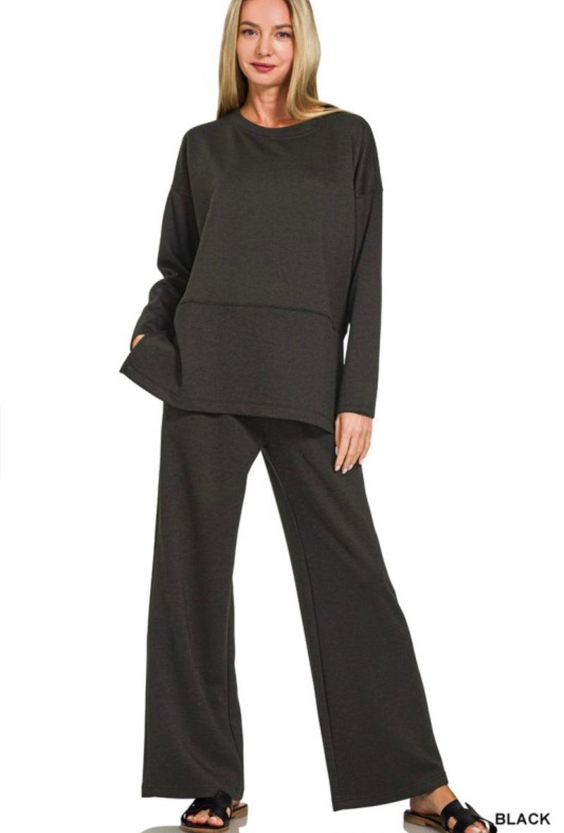 Black Scuba Side Slit Set