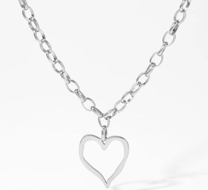 Gold OR Silver Open Heart Necklace