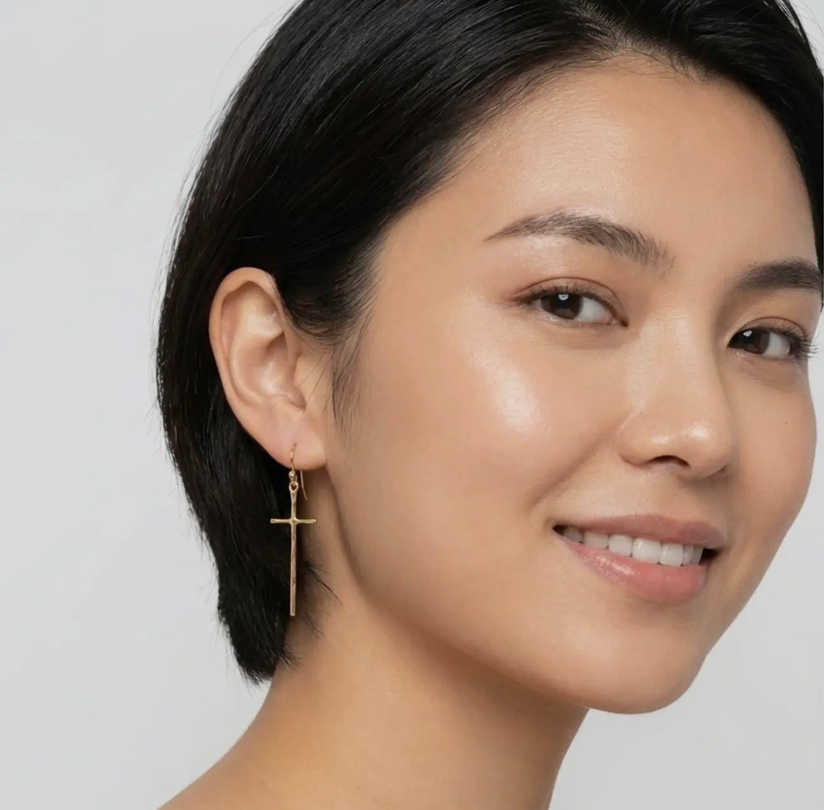 Ellison Gold Long Cross Earrings