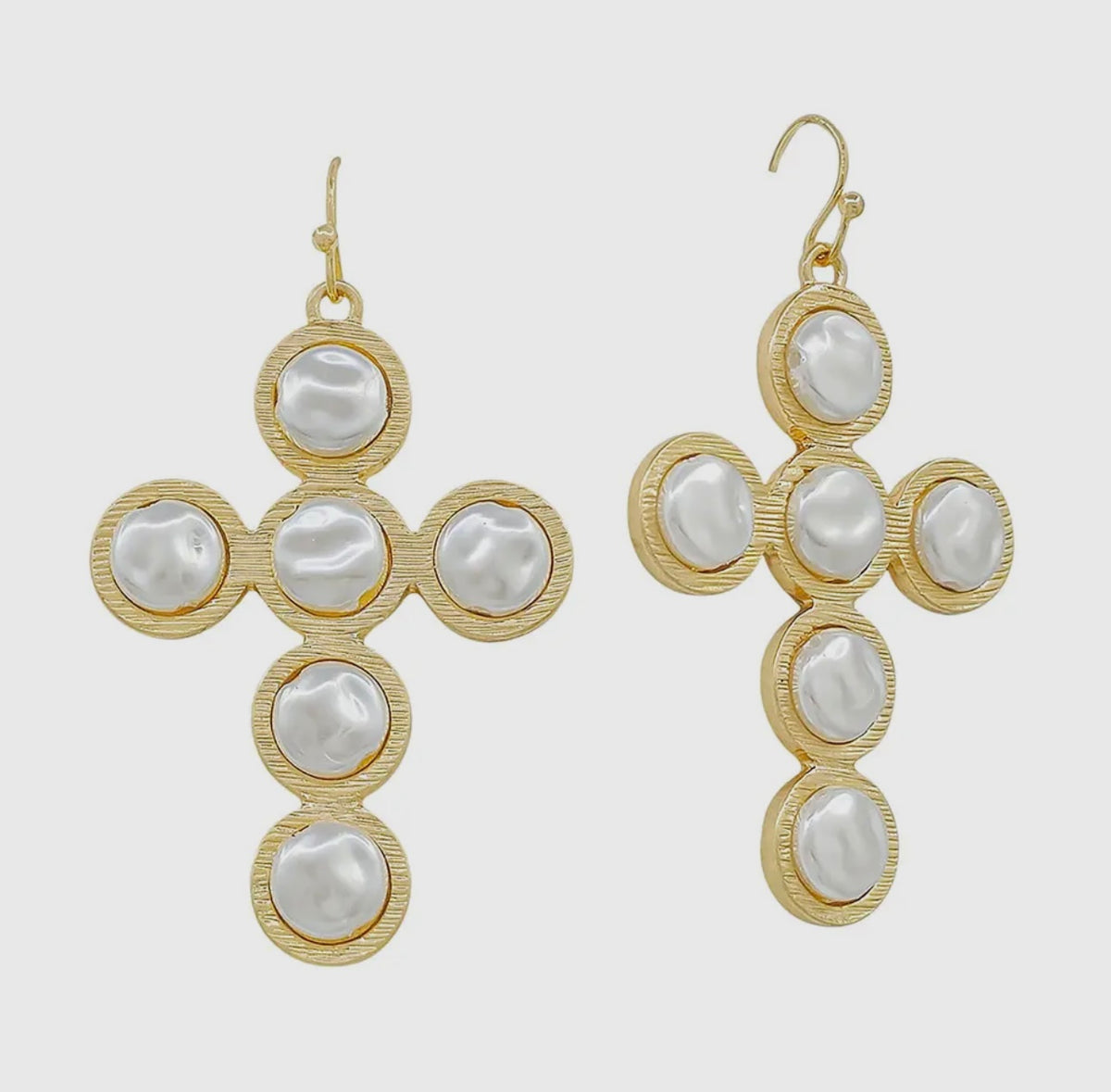 Gold Flat Coin Pearl Earrings