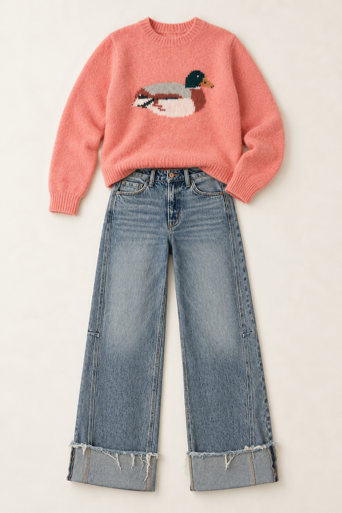 Cuffed Tinted Denim Jeans