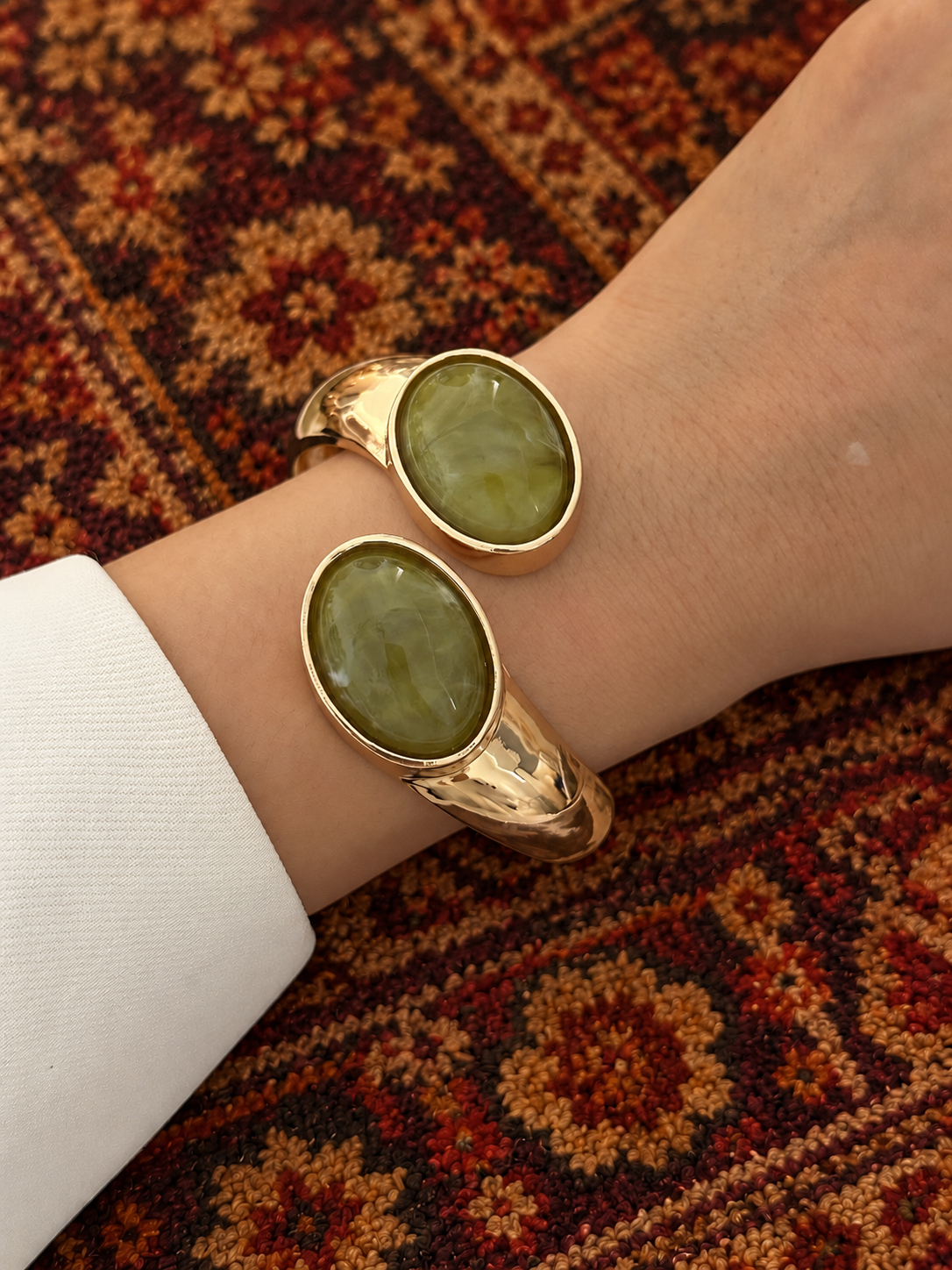Green Inlay Cuff Bracelet