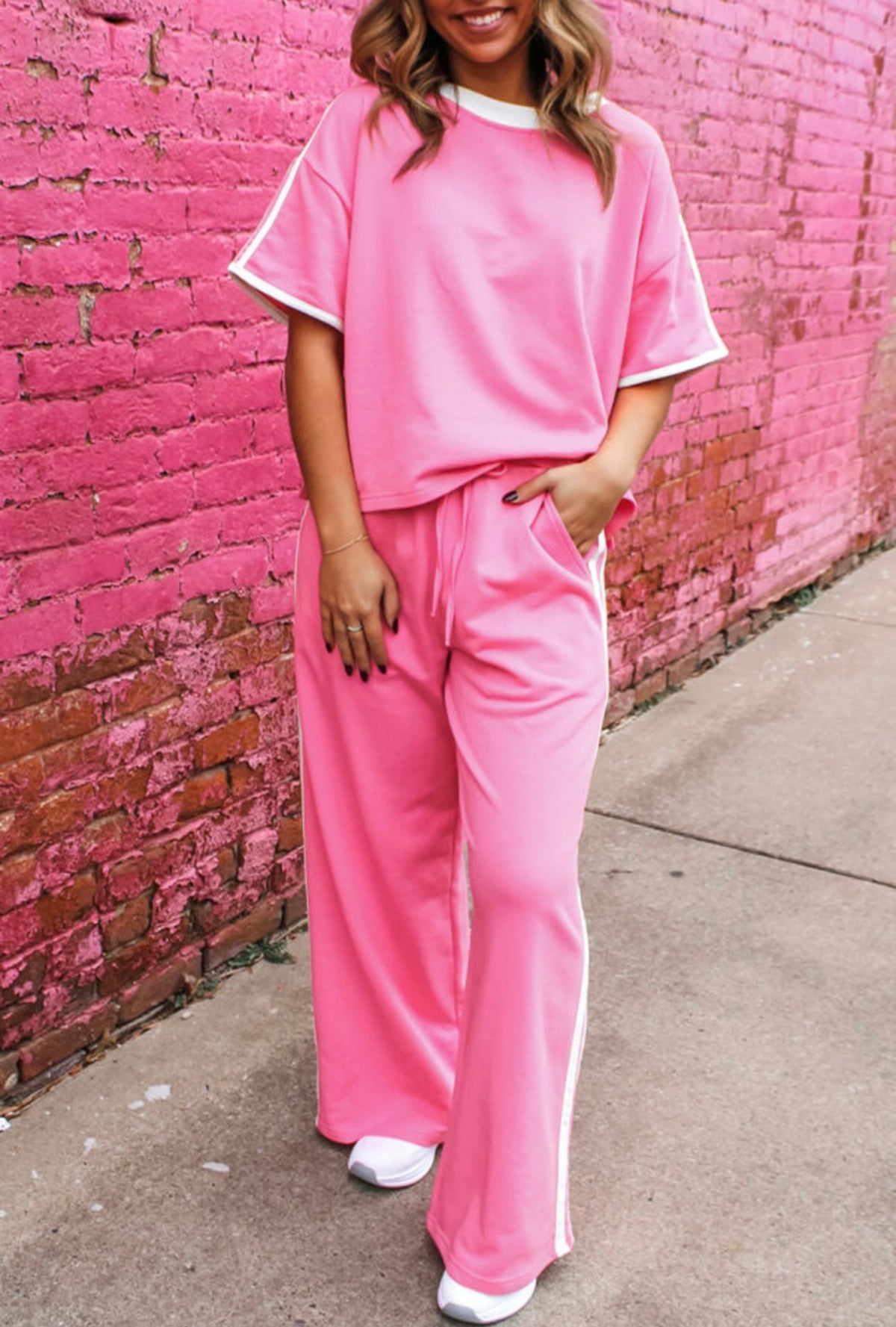 Pink Varsity Striped Set