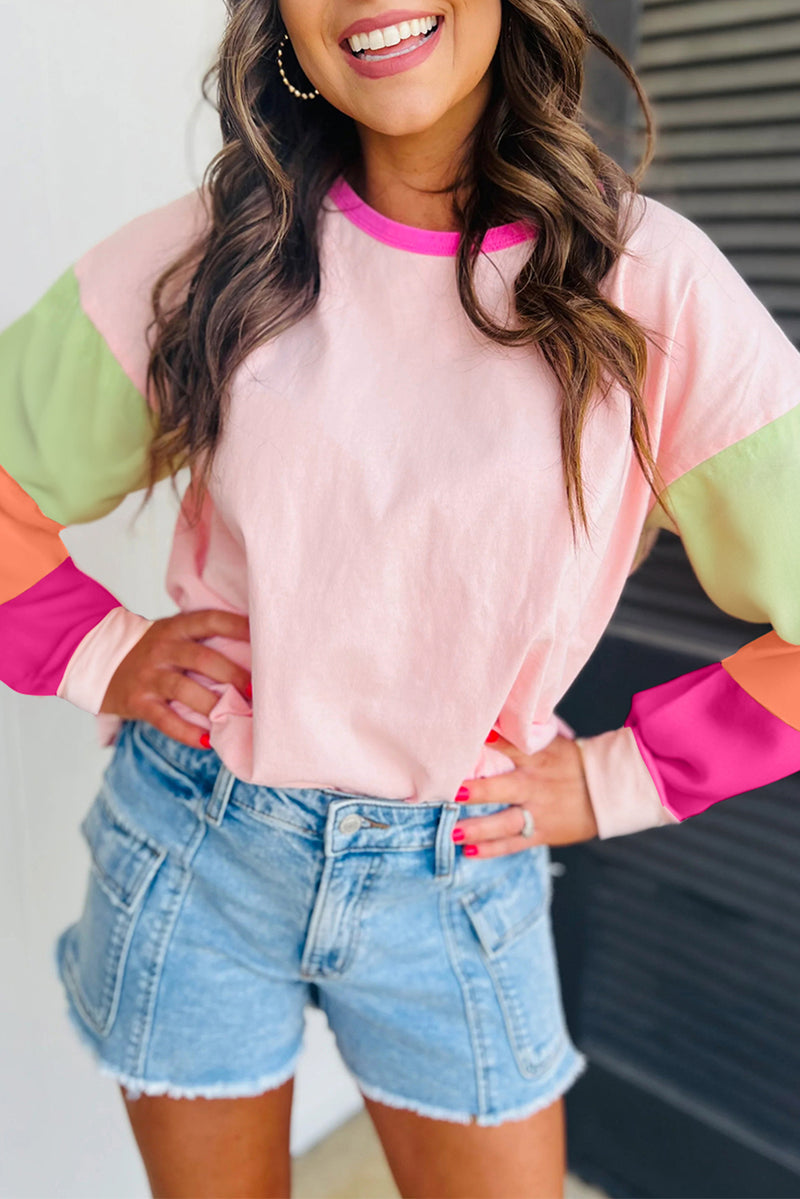 *WEBSITE EXCLUSIVE* Lucy Color Block Sleeve Loose Fit Top