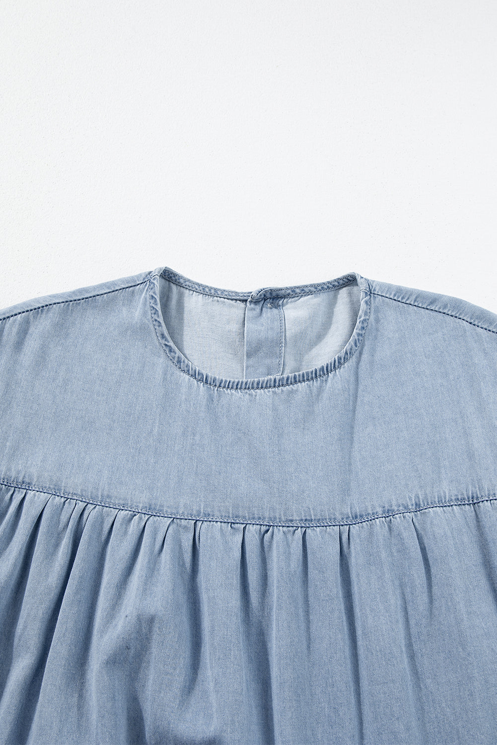 *WEBSITE EXCLUSIVE*  Ruffle Short Sleeve Tiered Denim Dress