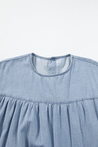 *WEBSITE EXCLUSIVE*  Ruffle Short Sleeve Tiered Denim Dress