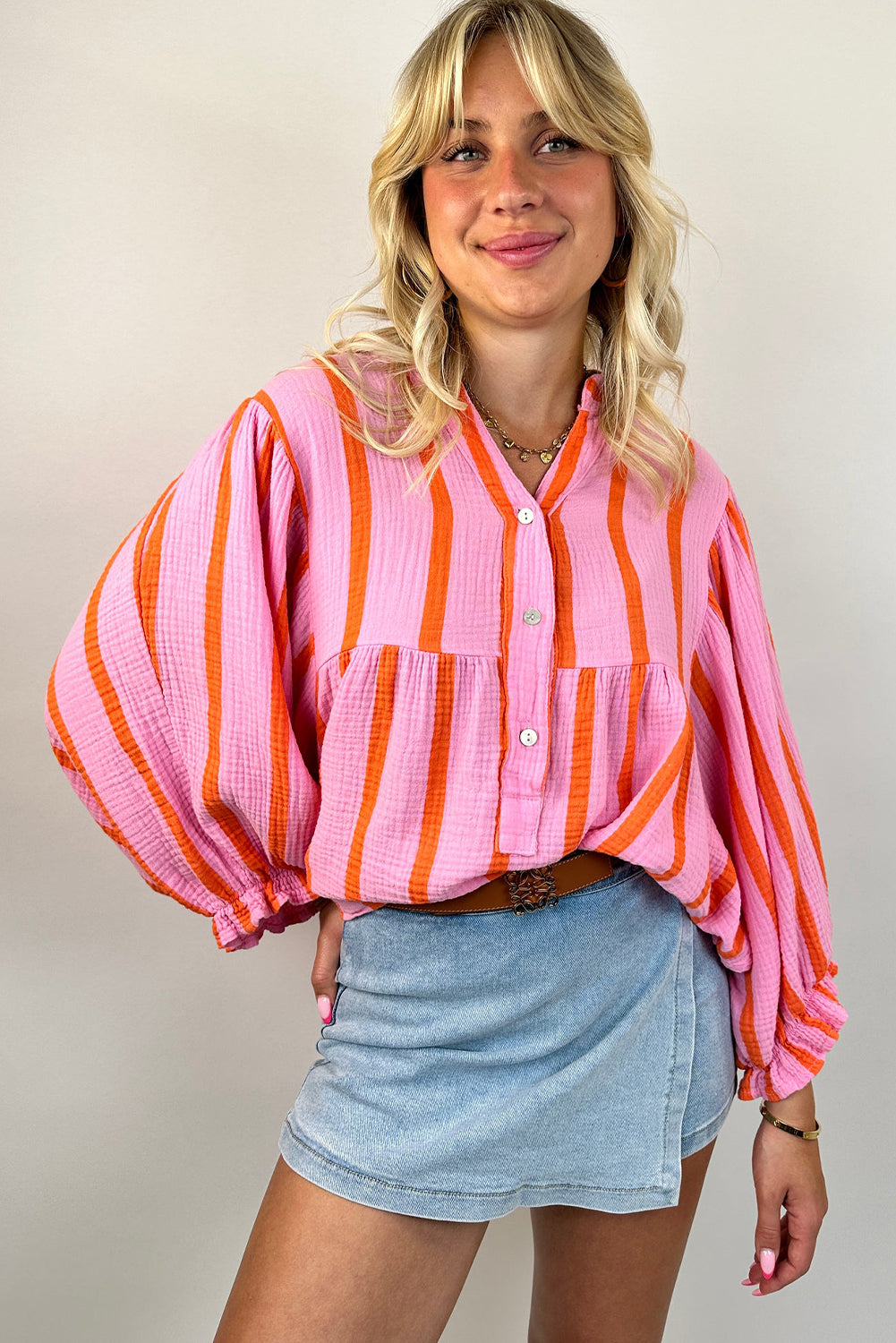 *WEBSITE EXCLUSIVE* Orange & Pink Stripe Top