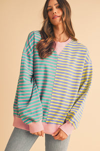 *WEBSITE EXCLUSIVE* Addie Stripe Colorblock Oversized Sweatshirt