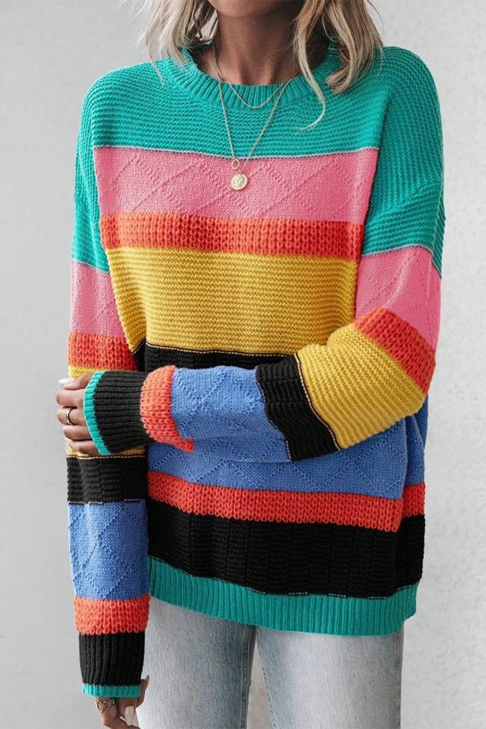 *WEBSITE EXCLUSIVE* Colorblock  Crew Neck Sweater