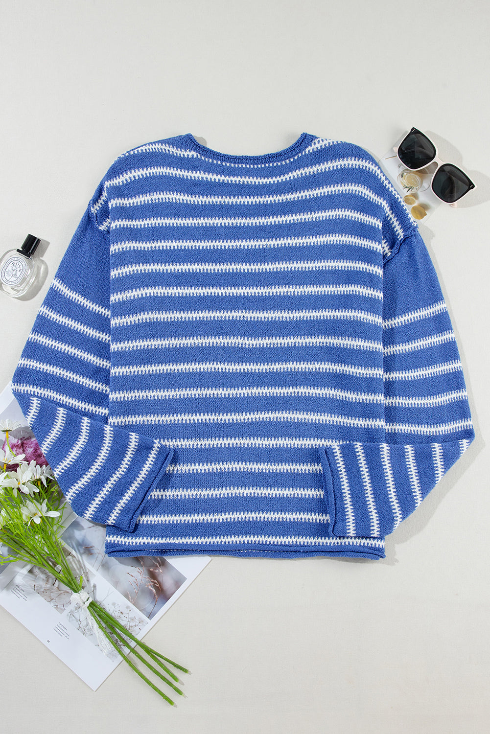 *WEBSITE EXCLUSIVE*  Aria Stripe Round Neck Drop Shoulder Sweater