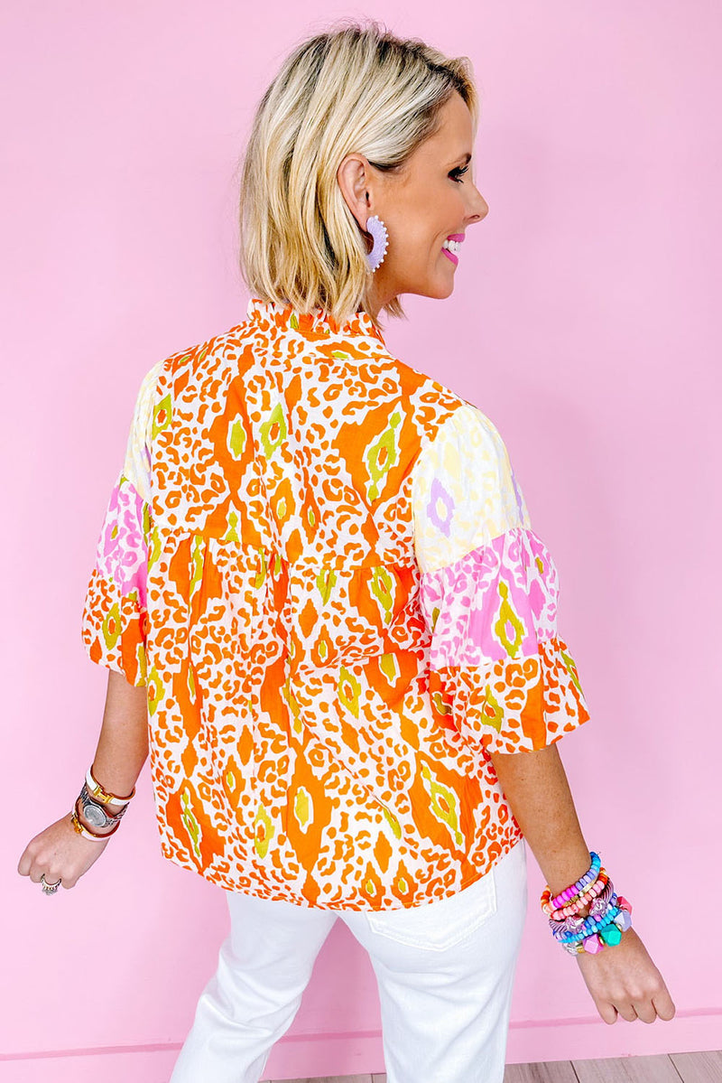 *WEBSITE EXCLUSIVE* Orange Animal Print Blouse