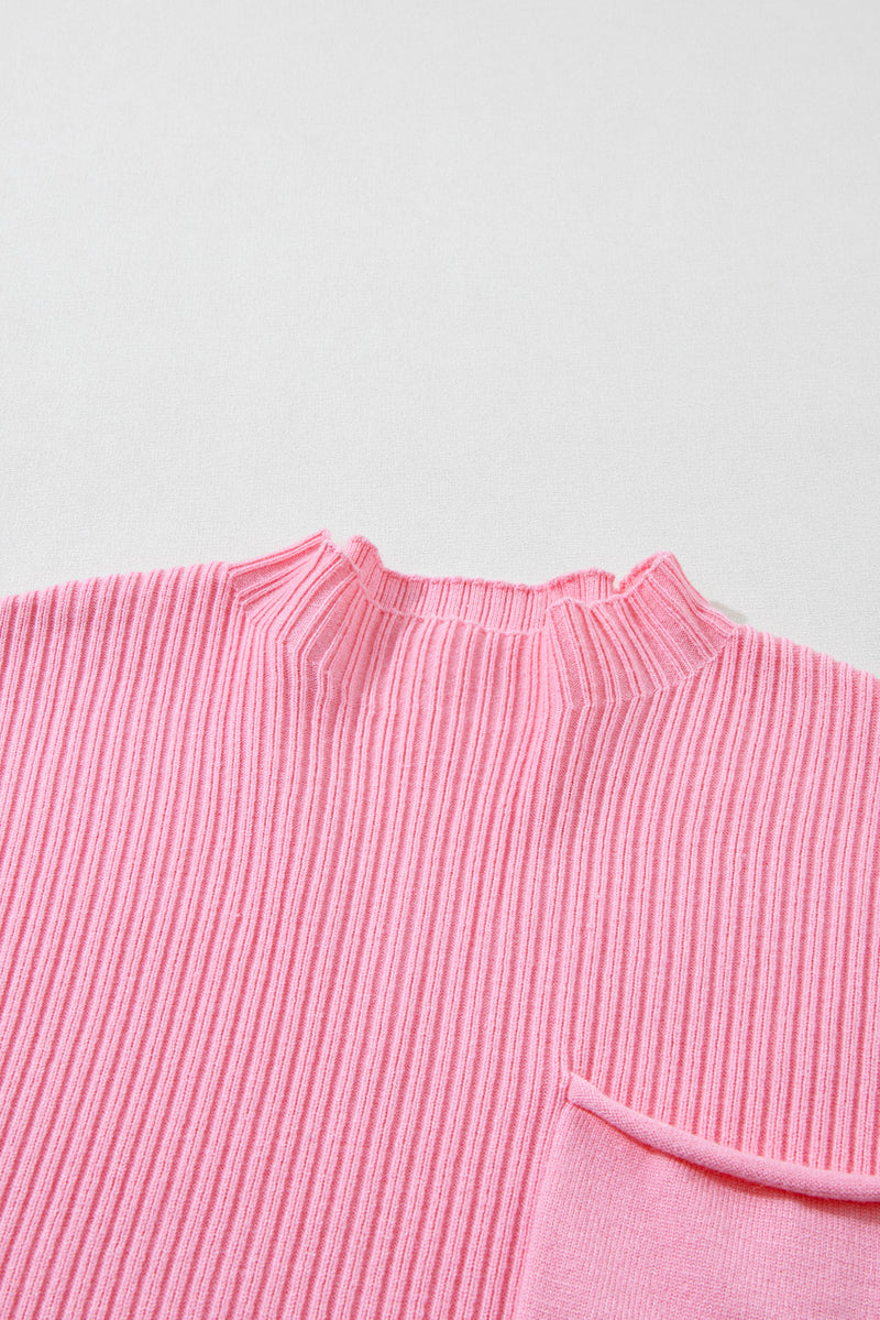 *Website Exclusive* Lee Patch Pocket Ribbed Knit Short Sleeve Sweater