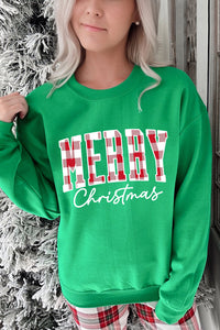 *Website Exclusive * Dark Green Merry Christmas Heat Transfer Graphic Sweatshirt