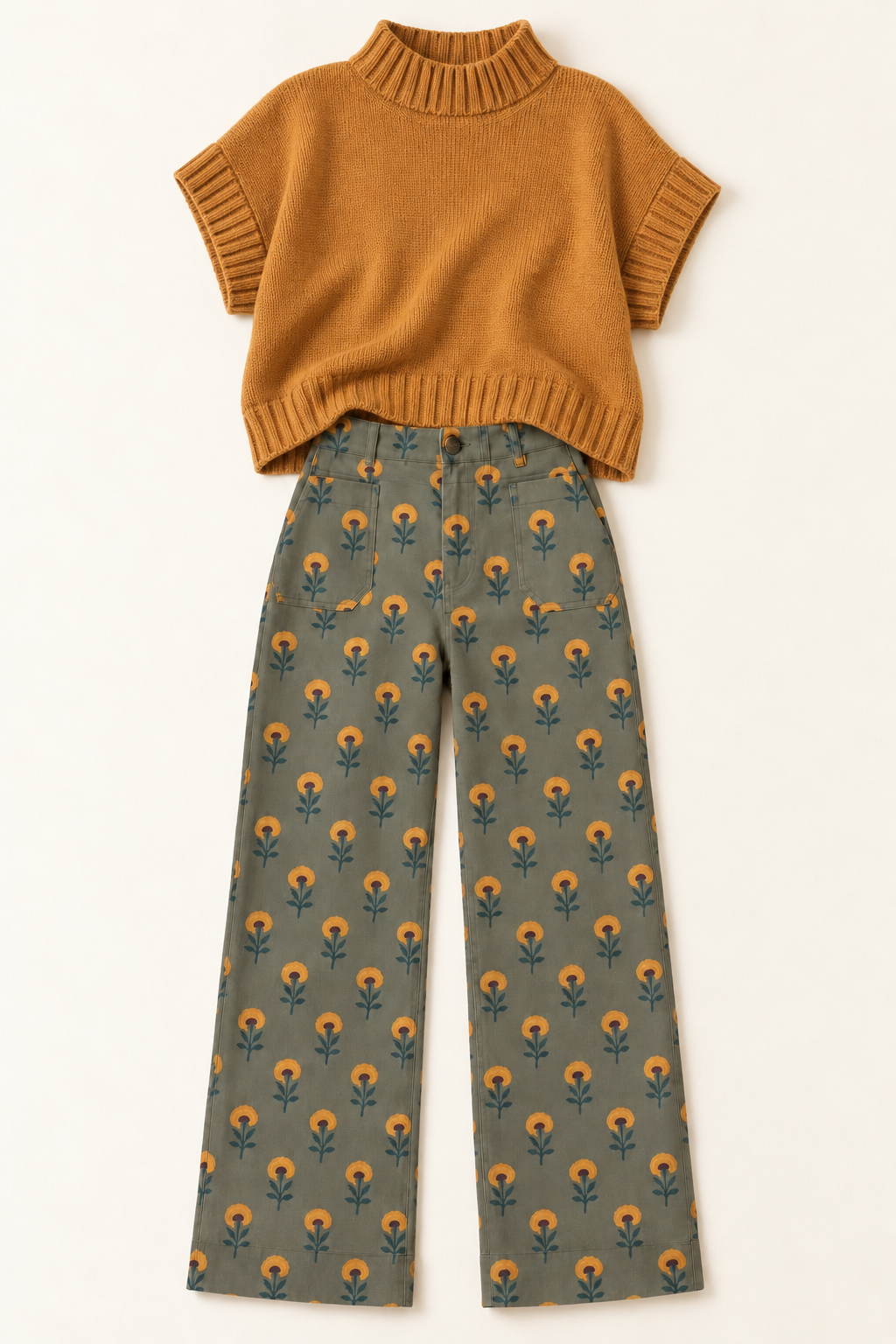 Olive Floral Pants