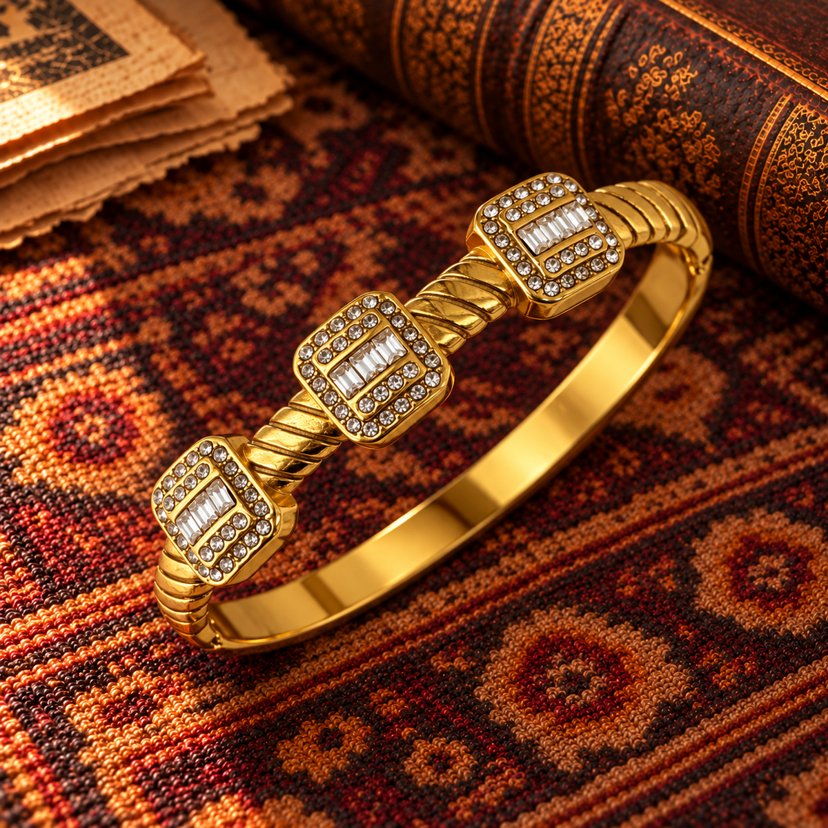 Three Diamond Square Bracelet