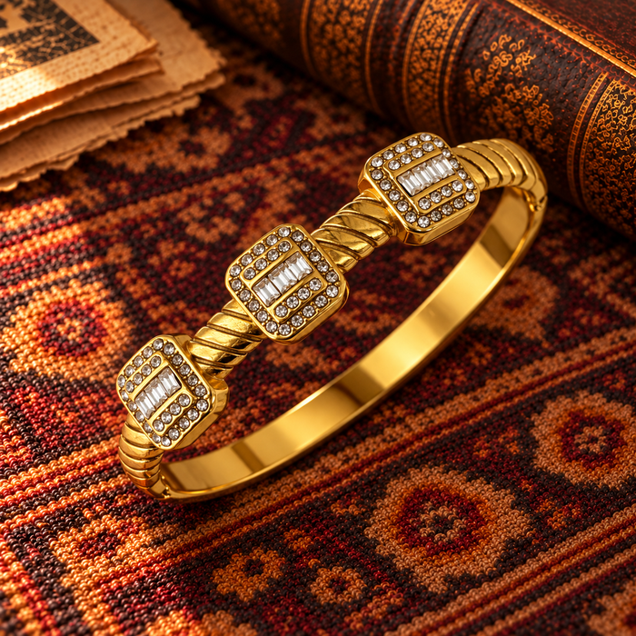 Three Diamond Square Bracelet