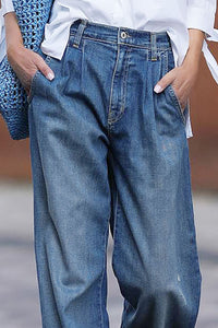 *WEBSITE EXCLUSIVE* Carly Dark Blue Slouchy Pocket Casual Wide Leg Jeans