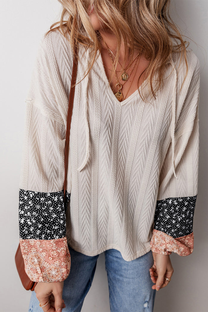 *WEBSITE EXCLUSIVE* Randi Beige Floral Patchwork Top