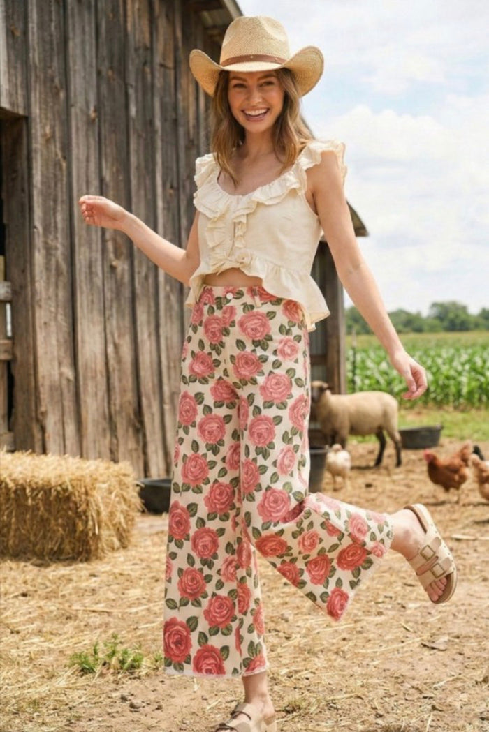 Rose Patterned Pants