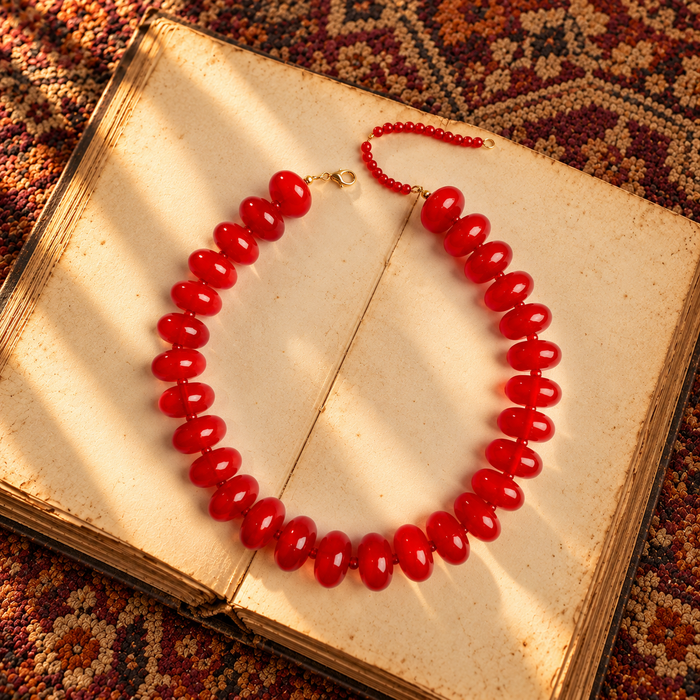 Red Chunky Bead Necklace