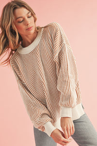 *WEBSITE EXCLUSIVE* Isla Striped Contrast Trim Loose Sweater