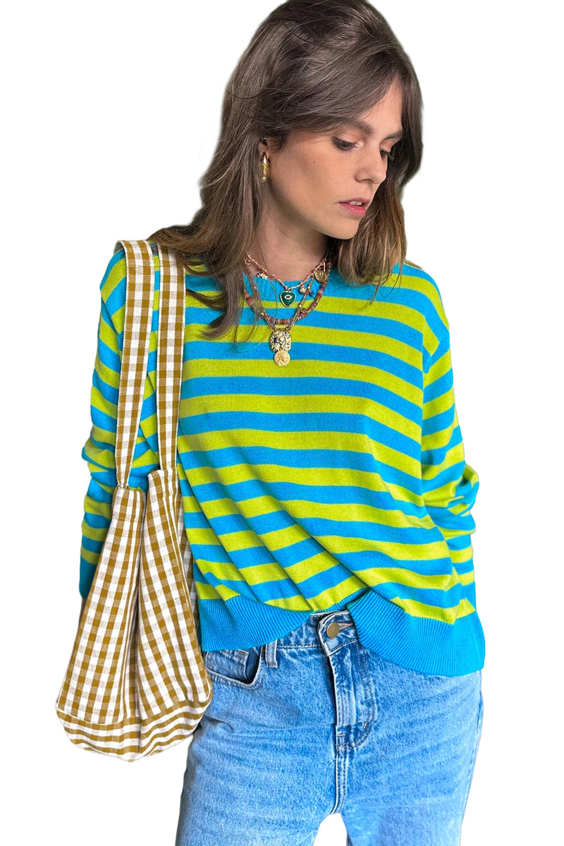 *WEBSITE EXCLUSIVE* Alice Green Stripe Crew Neck Sweater