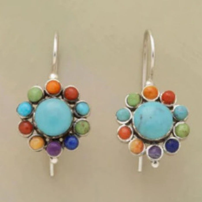 Blue Multi Flower Shaped Earrings (FW)