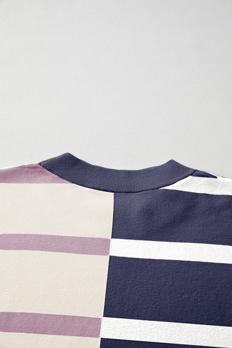 *WEBSITE EXCLUSIVE* Hannah Stripe Exposed Seam Loose Sweatshirts