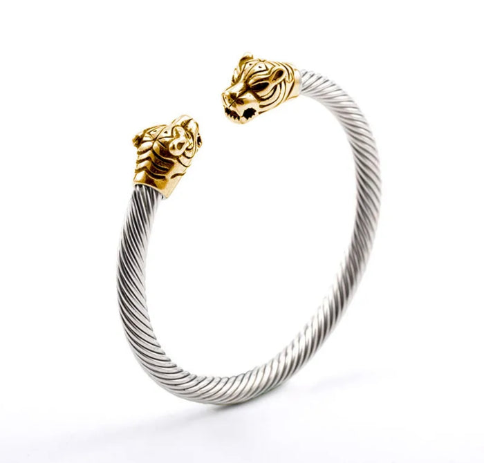 Silver/Gold Tiger Head Bracelet