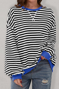 *WEBSITE EXCLUSIVE* Stripe Contrast Edge Oversized Pullover