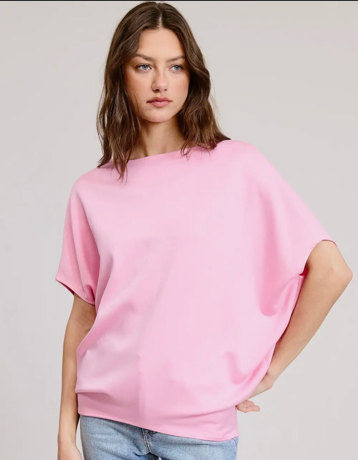 Pink Dolman Sleeve Blouse