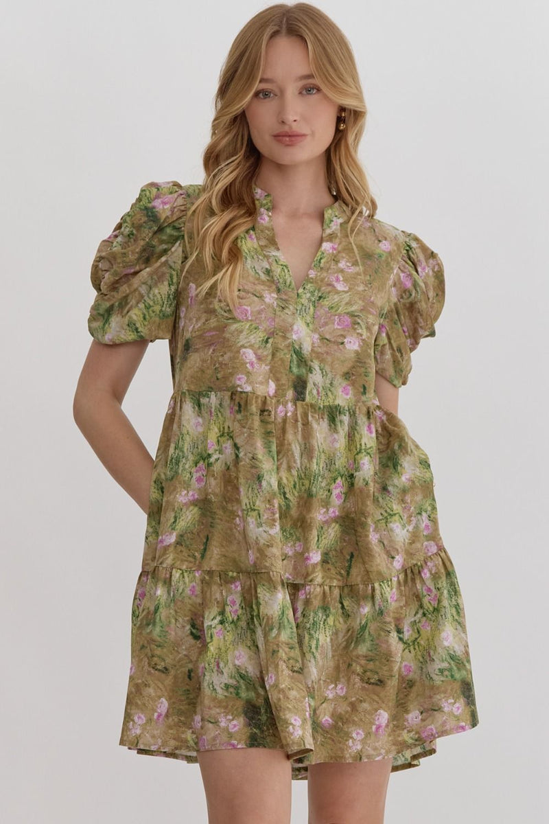 Moss Monet Print Dress