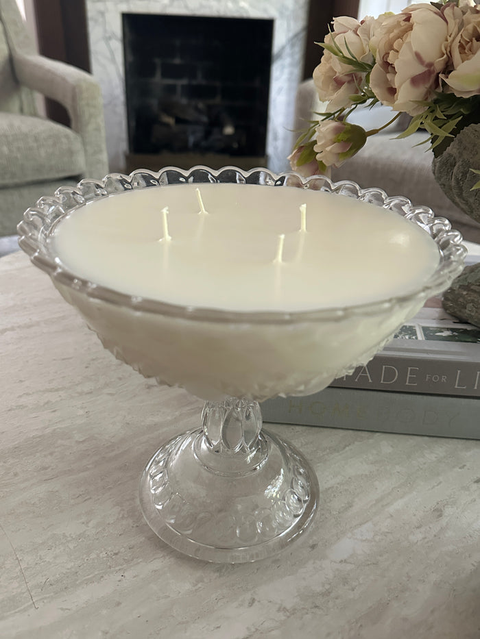 Large Glass Compote Candle: Sugar & Chardonnay
