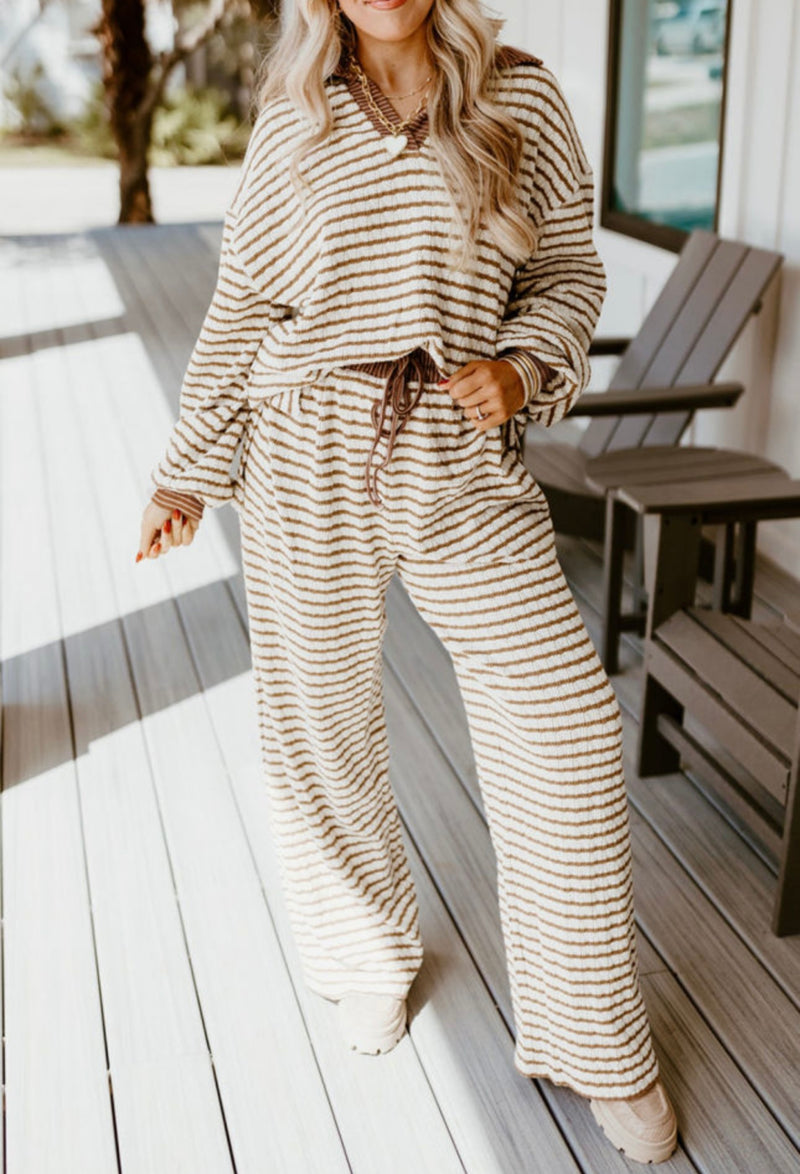 Brown & White Striped Set