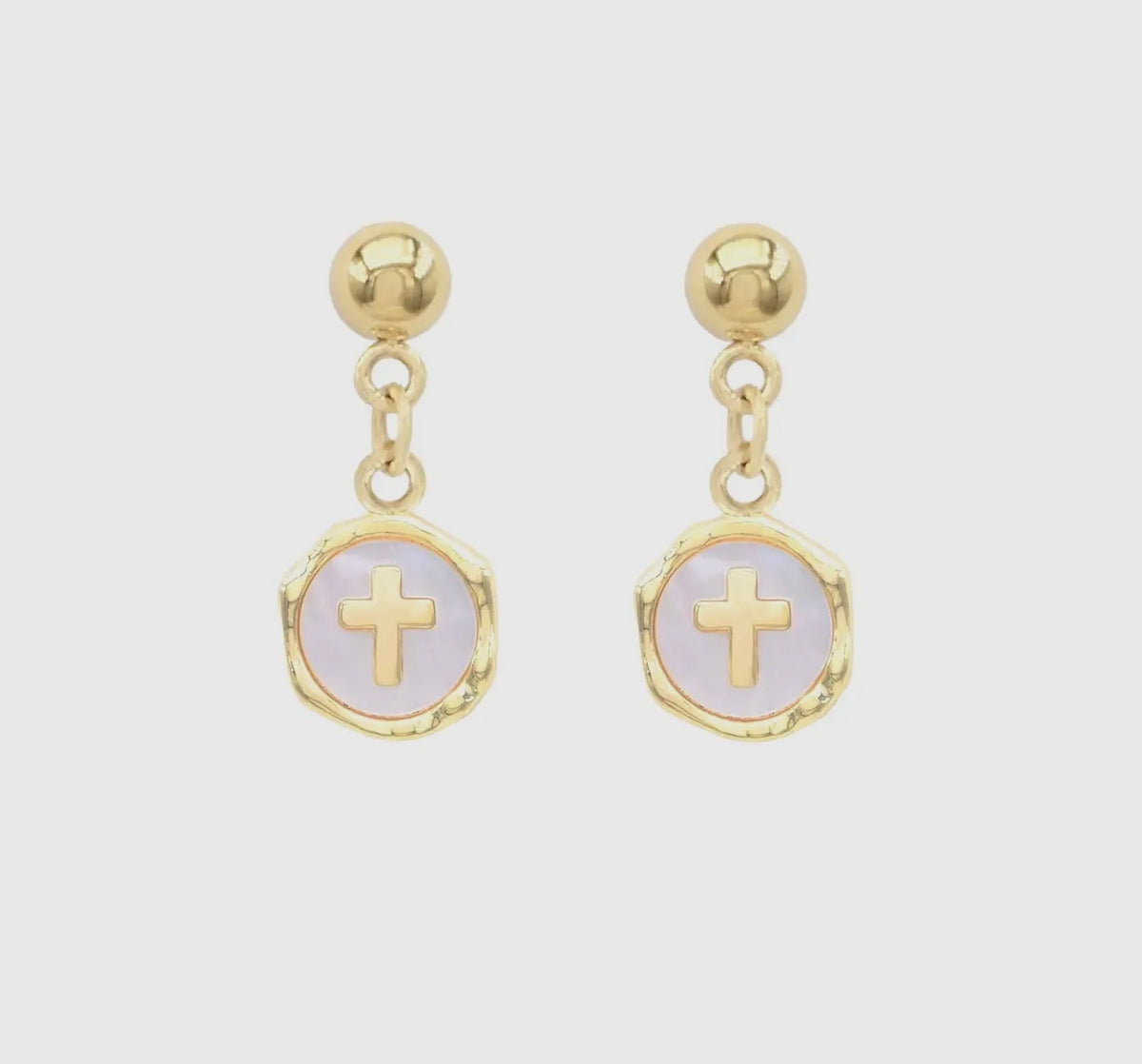 Pearlized Cross Earrings
