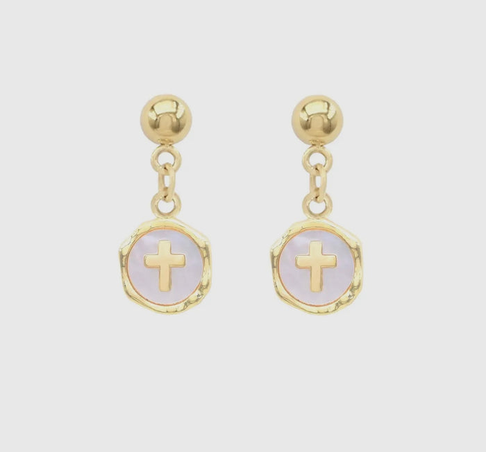 Pearlized Cross Earrings