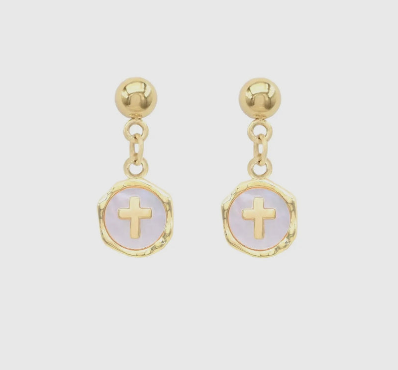 Pearlized Cross Earrings