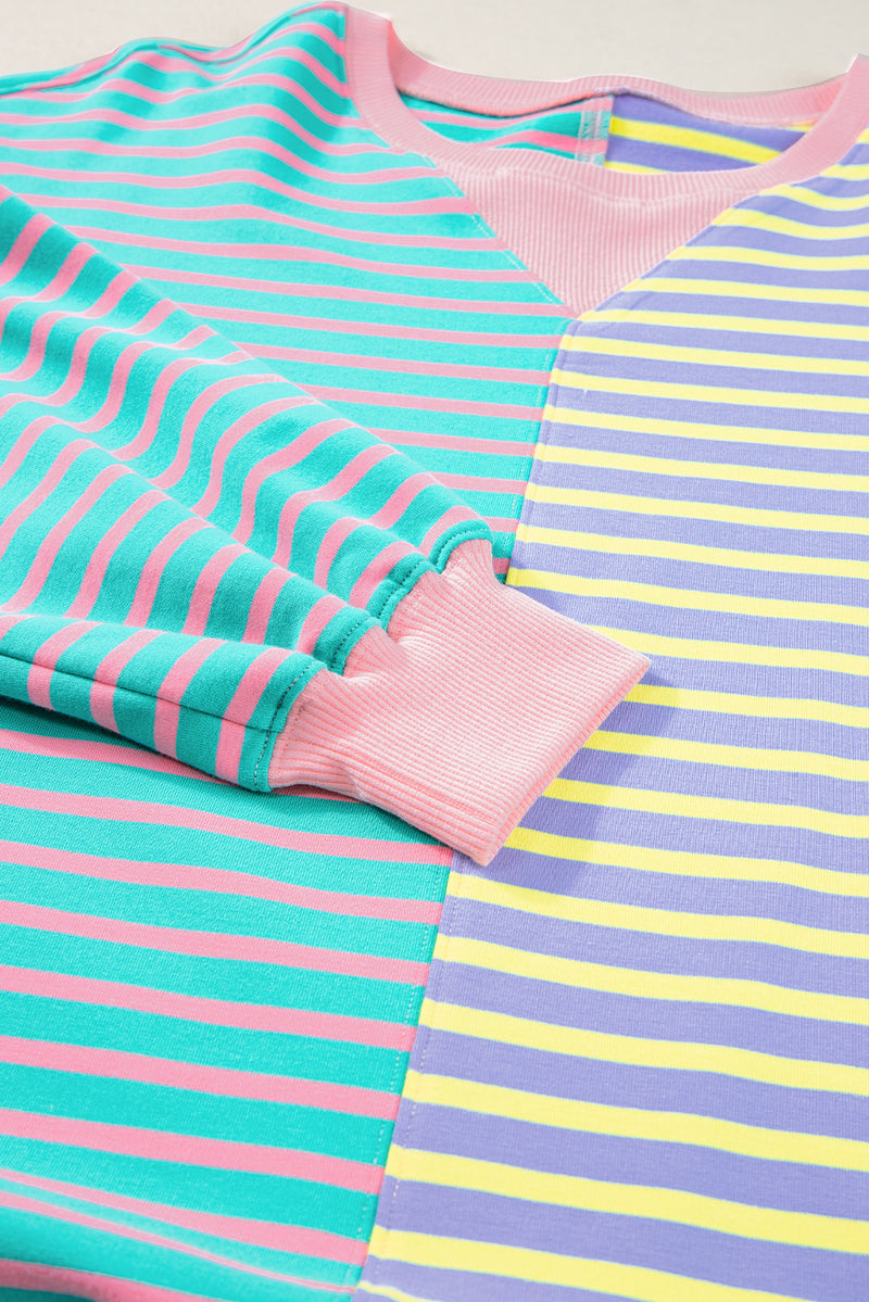 *WEBSITE EXCLUSIVE* Addie Stripe Colorblock Oversized Sweatshirt