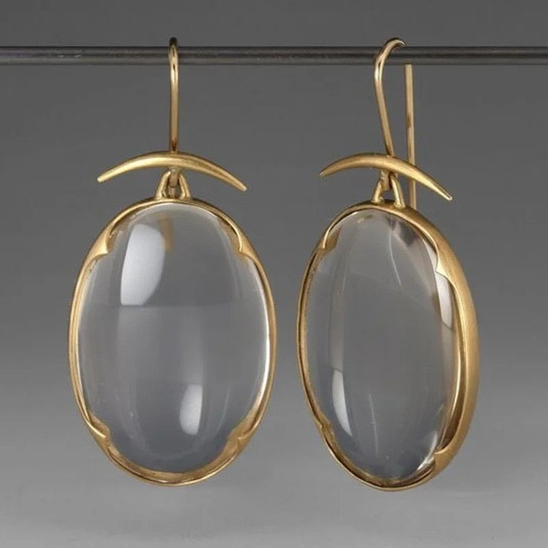 Grey Oval Earrings