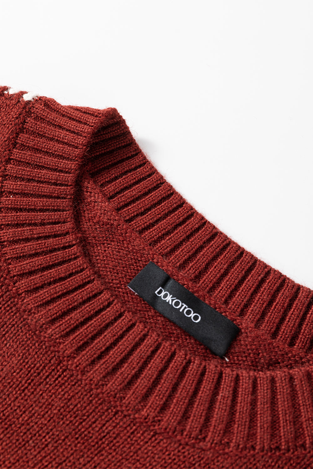 *WEBSITE EXCLUSIVE* Rust Contrast Trim Knit Sweater