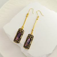 Antique Style Earrings: Green, Blue, Purple