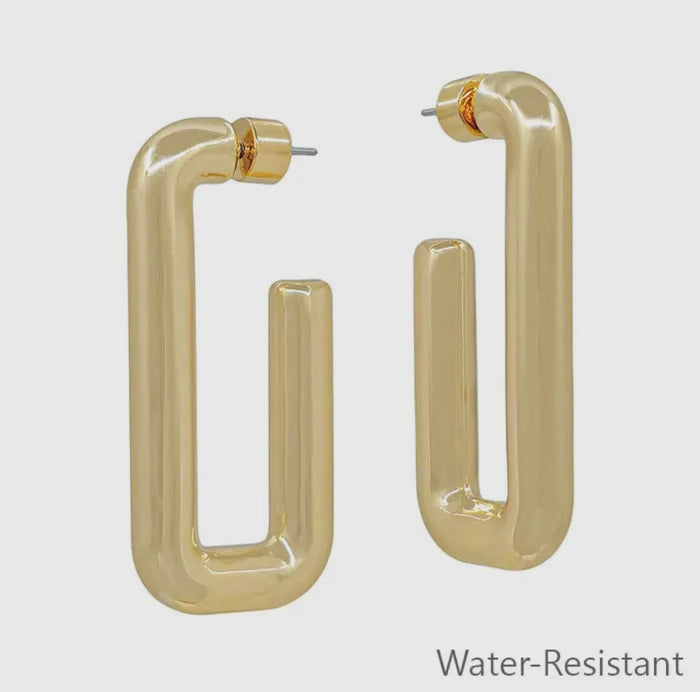 Gold Elongated Hoop Earrings